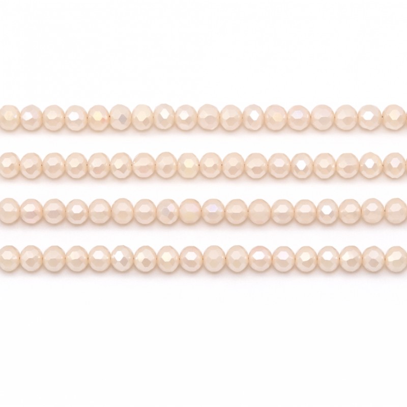 125 Perles à Facettes en Verre Rose Poudré 4mm