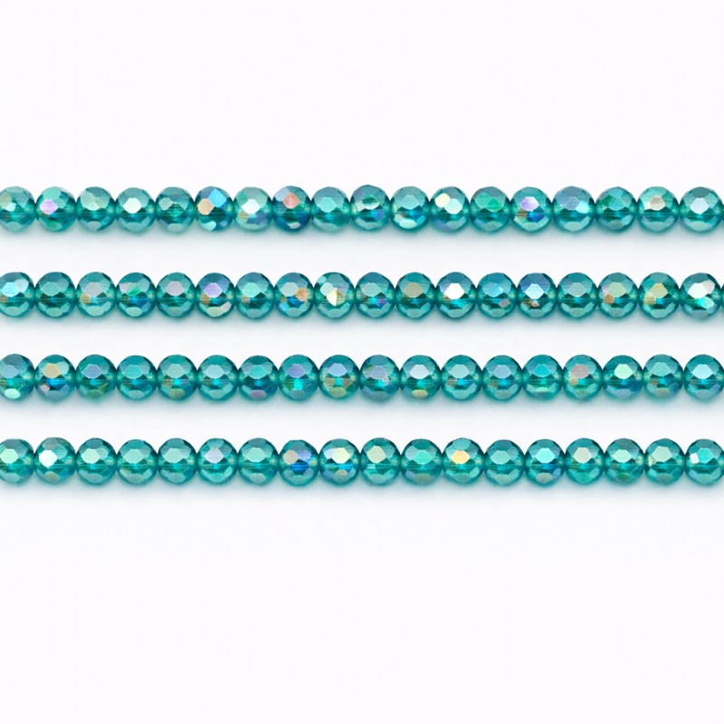 140 Perles à Facettes Bleu en Verre 4mm