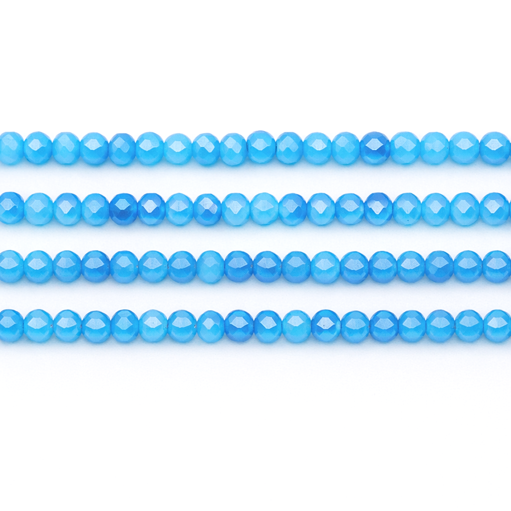 110 Perles en Verre à Facettes Bleues 4mm