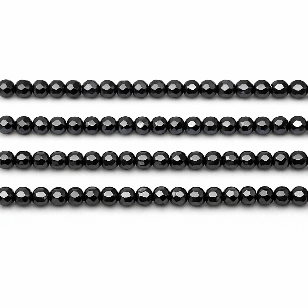 100 Perles en Pierre Naturelle Hématite à Facettes Gris Métallisé 4mm