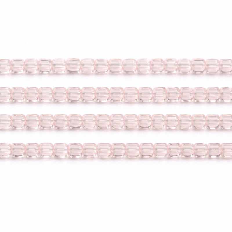 100 Perles Carrées en Verre à Facettes Rose 3mm