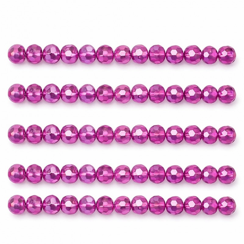 50 Perles Autrichiennes à Facettes en Verre Rose 6x4mm