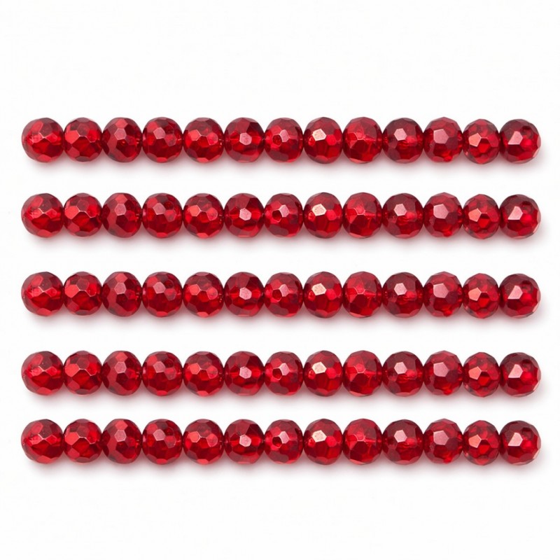 50 Perles Autrichiennes à Facettes en Verre Rouge 6x4mm