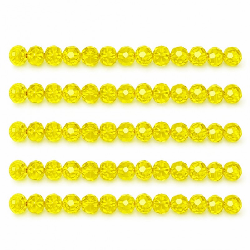 50 Perles Autrichiennes à Facettes en Verre Jaune 6x4mm