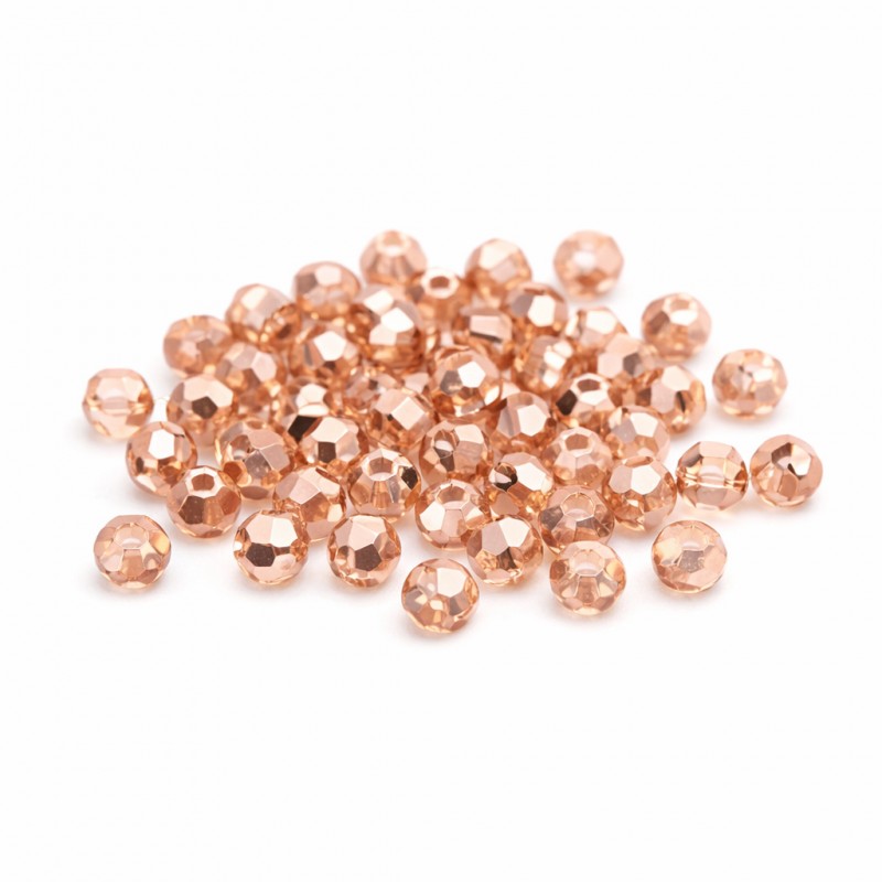 100 Perles Bicônes en Verre à Facettes Rose 4mm