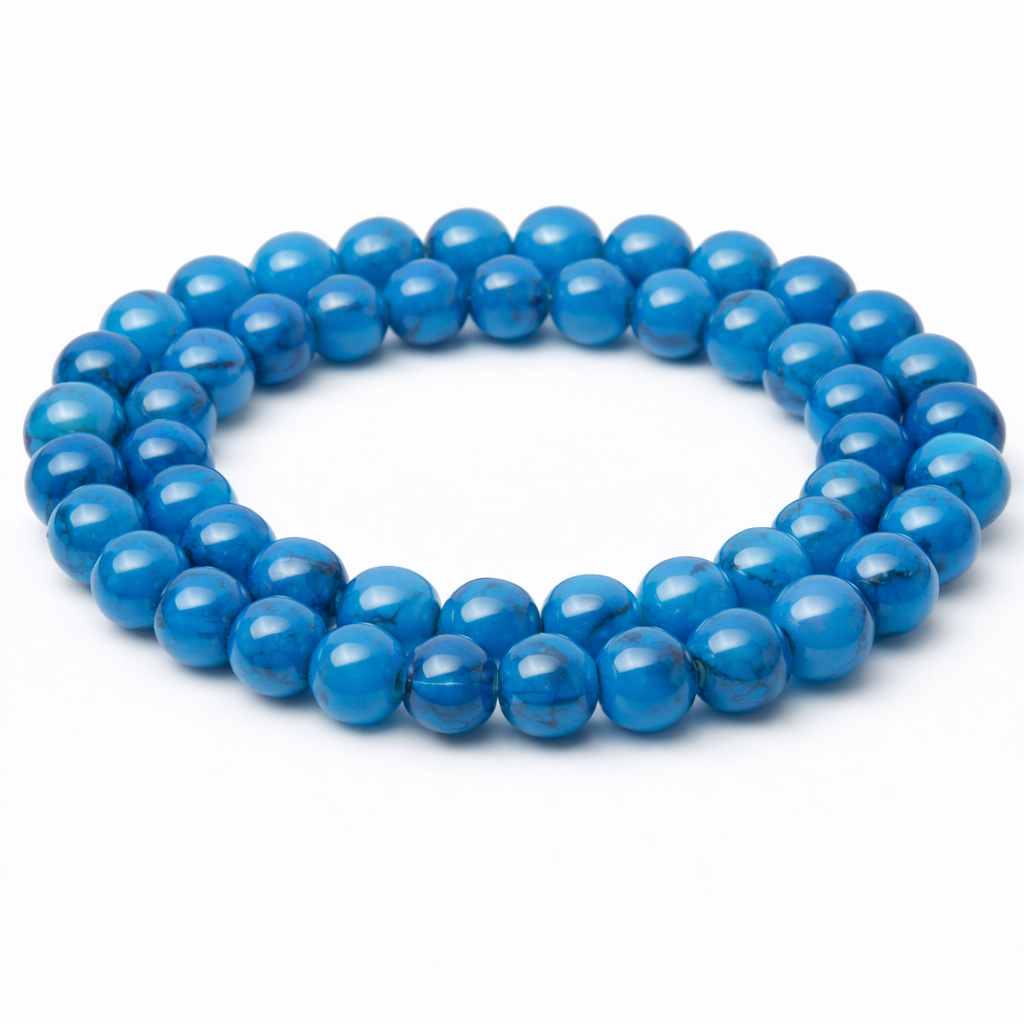 10 Perles en Pierre Synthétique Bleu 10mm