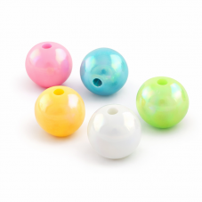 100 Perles Rondes Brillantes Multicolores en Acrylique 8mm pour la Création de Bijoux Fantaisie - DIY