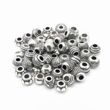 50 Perles Argentées en Acrylique Mixte 11-14mm pour la Création de Bijoux Fantaisie - DIY