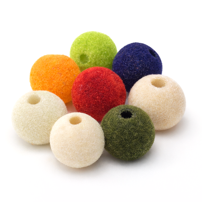 10 Perles Flocky en Acrylique Multicolore 14mm