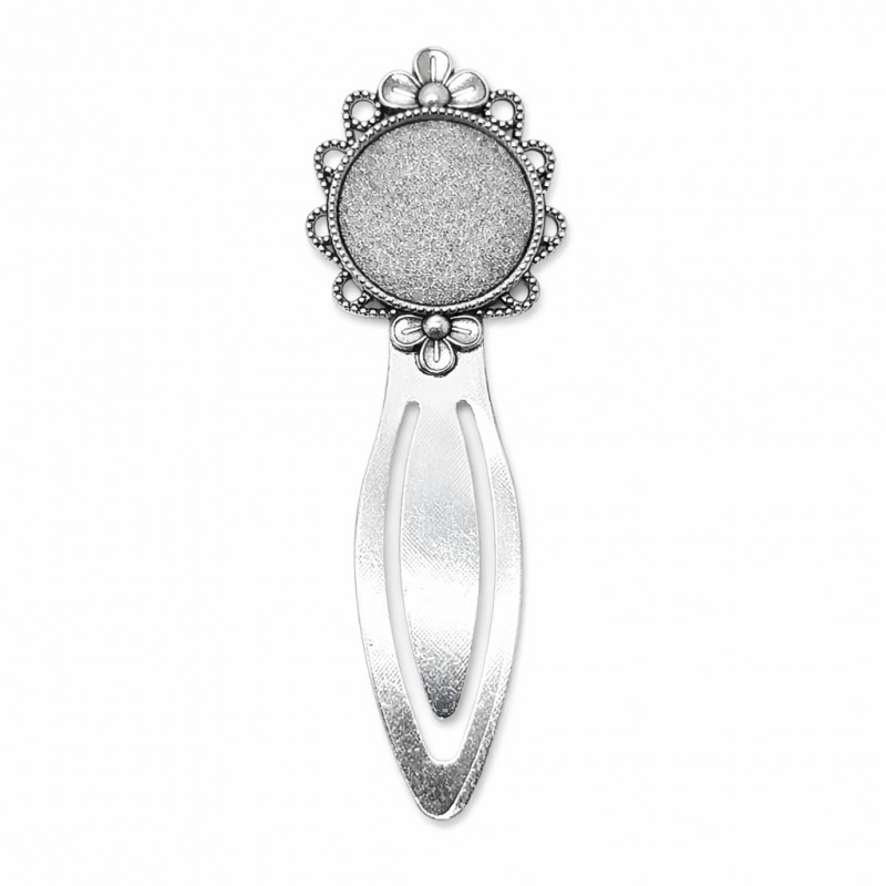 Support Marque-Page Signet Argenté pour Cabochon 20mm