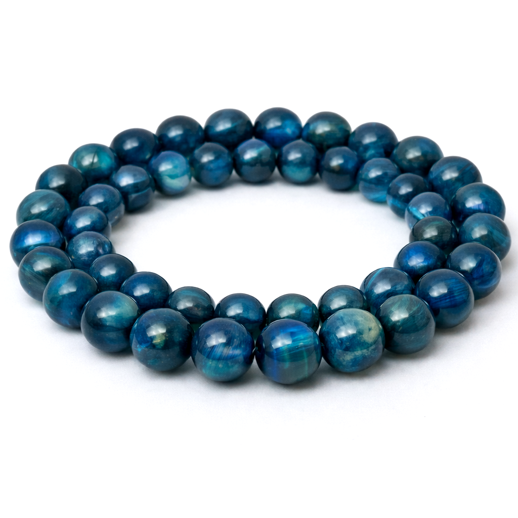 5 Perles Pierre Naturelle Œil de Tigre Bleu 8mm