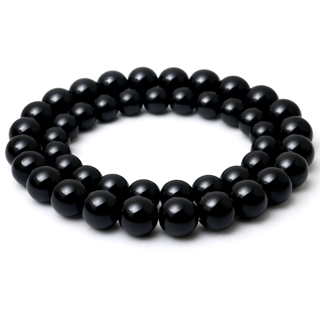5 Perles Pierre Naturelle Onyx Noir 8mm