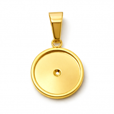 Support Pendentif en Acier Inoxydable Doré pour Cabochon 12mm pour la Création de Bijoux Fantaisie - DIY