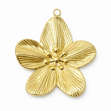 Breloque Fleur en Acier Inoxydable Doré 34x31mm pour la Création de Bijoux Fantaisie - DIY