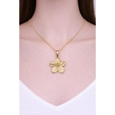Breloque Fleur en Acier Inoxydable Doré 34x31mm