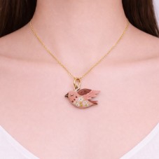 Breloque Oiseau Fleurs 3D en Métal Doré 25x14mm