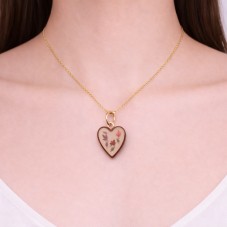 Breloque Coeur Feuilles 3D en Métal Doré 22x16mm