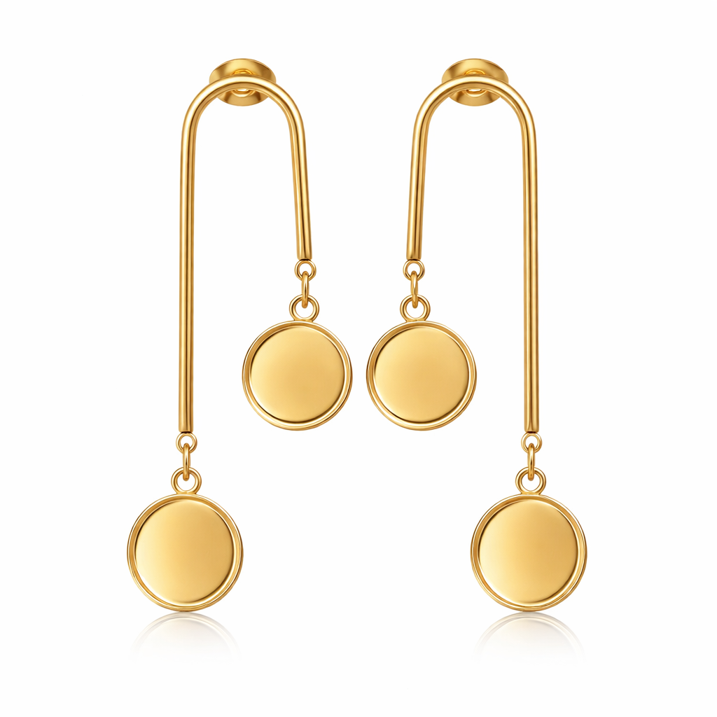 1 Paire de Support Boucle d'Oreille en Acier Inoxydable Doré pour Cabochon 12mm