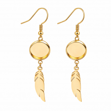 1 Paire de Support Boucle d'Oreille en Acier Inoxydable Doré pour Cabochon 12mm pour la Création de Bijoux Fantaisie - DIY