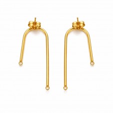 1 Paire de Support Boucle d'Oreille Tige en Acier Inoxydable Doré