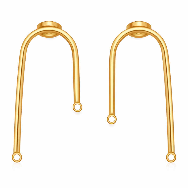 1 Paire de Support Boucle d'Oreille Tige en Acier Inoxydable Doré