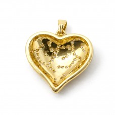 Breloque Coeur en Émail Noir et Zircon Métal Doré 23x20mm