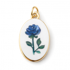 Breloque Fleur Bleue 3D en Émail Métal Doré 25x14mm pour la Création de Bijoux Fantaisie - DIY