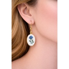 Breloque Fleur Bleue 3D en Émail Métal Doré 25x14mm