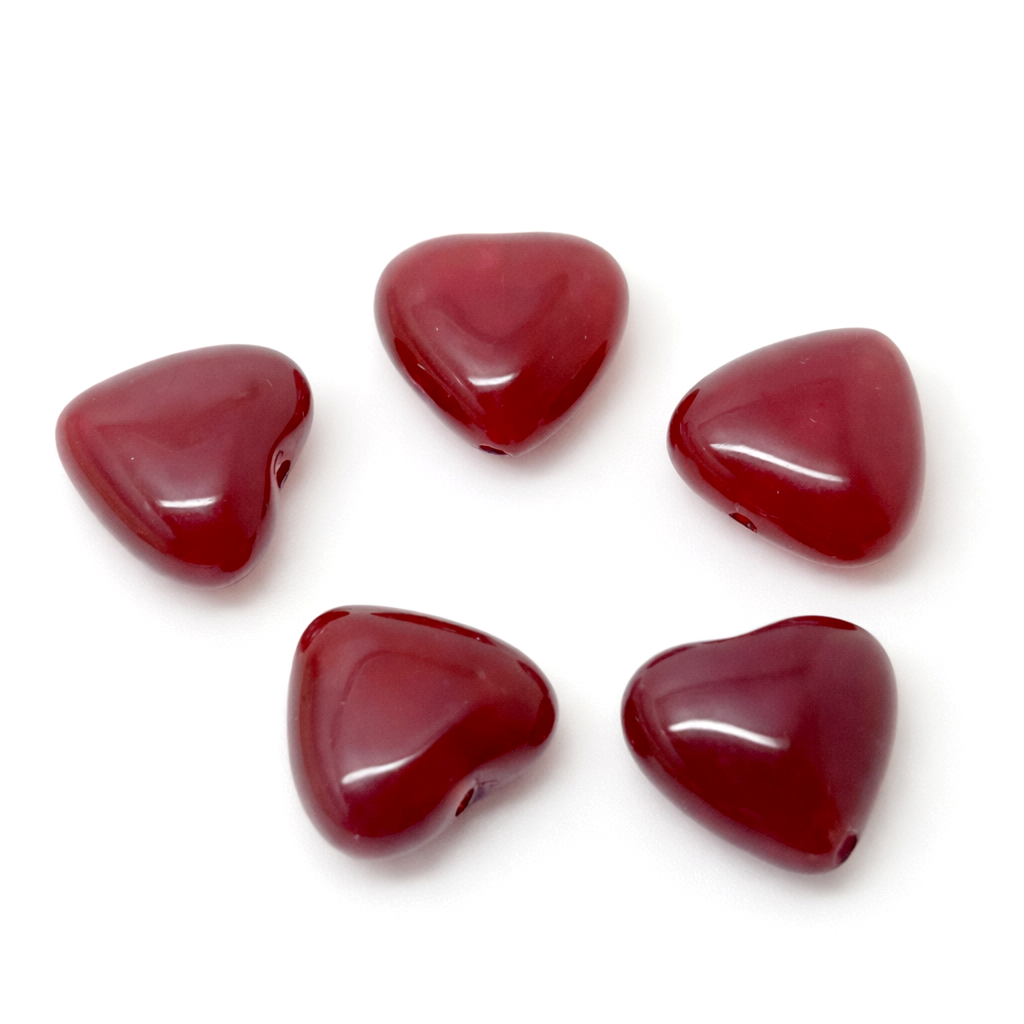 5 Perles Coeur Pierre Naturelle Agate Rouge 11mm