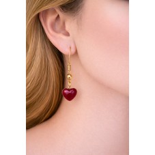 5 Perles Coeur Pierre Naturelle Agate Rouge 11mm