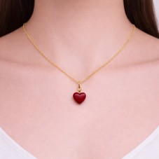 5 Perles Coeur Pierre Naturelle Agate Rouge 11mm