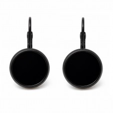 1 Paire de Supports Boucles d’Oreilles Dormeuses Noirs pour Cabochon 12mm