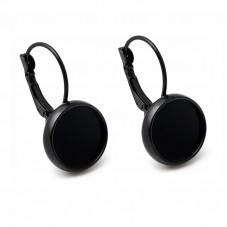1 Paire de Support Boucle d'Oreille Dormeuse Noire pour Cabochon 12mm  pour la Création de Bijoux Fantaisie - DIY