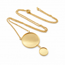 Collier pour Cabochon 25 et 12mm Chaîne 1,5mm en Acier Inoxydable - 65cm Long pour la Création de Bijoux Fantaisie - DIY