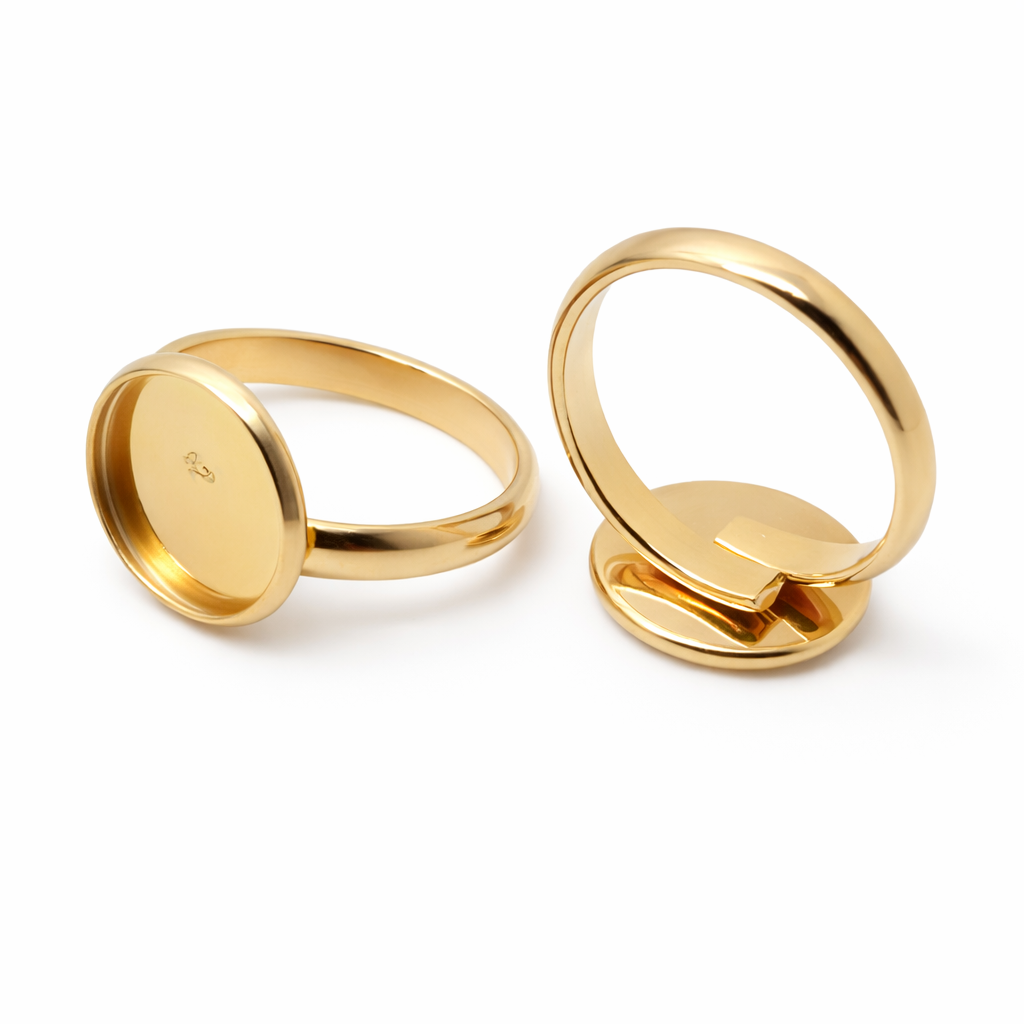 Support Bague Ajustable Doré en Acier Inoxydable pour Cabochon 12mm