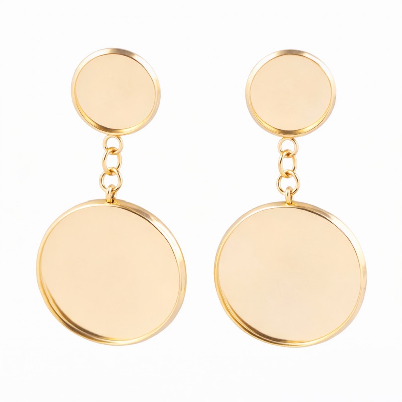 1 Paire de Support Boucle d'Oreille Puce Doré en Acier Inoxydable pour Cabochon 12 et 20mm