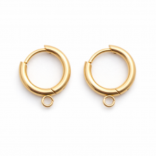 1 Paire de Créoles Support Breloque en Acier Inoxydable Doré 12mm pour la Création de Bijoux Fantaisie - DIY