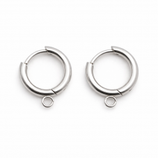 1 Paire de Créoles Support Breloque en Acier Inoxydable Argenté 12mm pour la Création de Bijoux Fantaisie - DIY