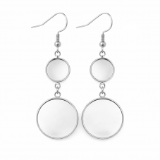1 Paire de Support Boucle d'Oreille en Acier Inoxydable Argenté pour Cabochon 12 et 20mm pour la Création de Bijoux Fantaisie