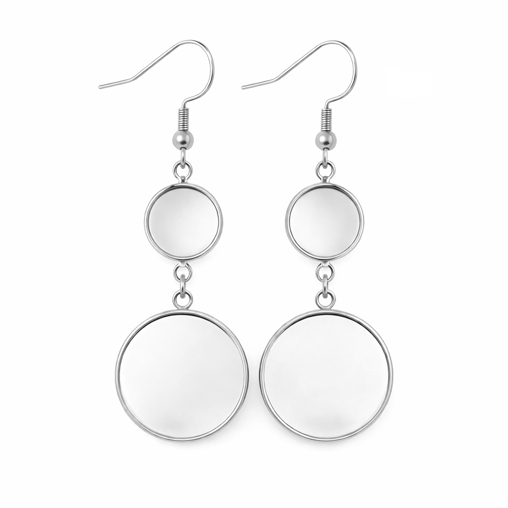 1 Paire de Support Boucle d'Oreille en Acier Inoxydable Argenté pour Cabochon 12 et 20mm