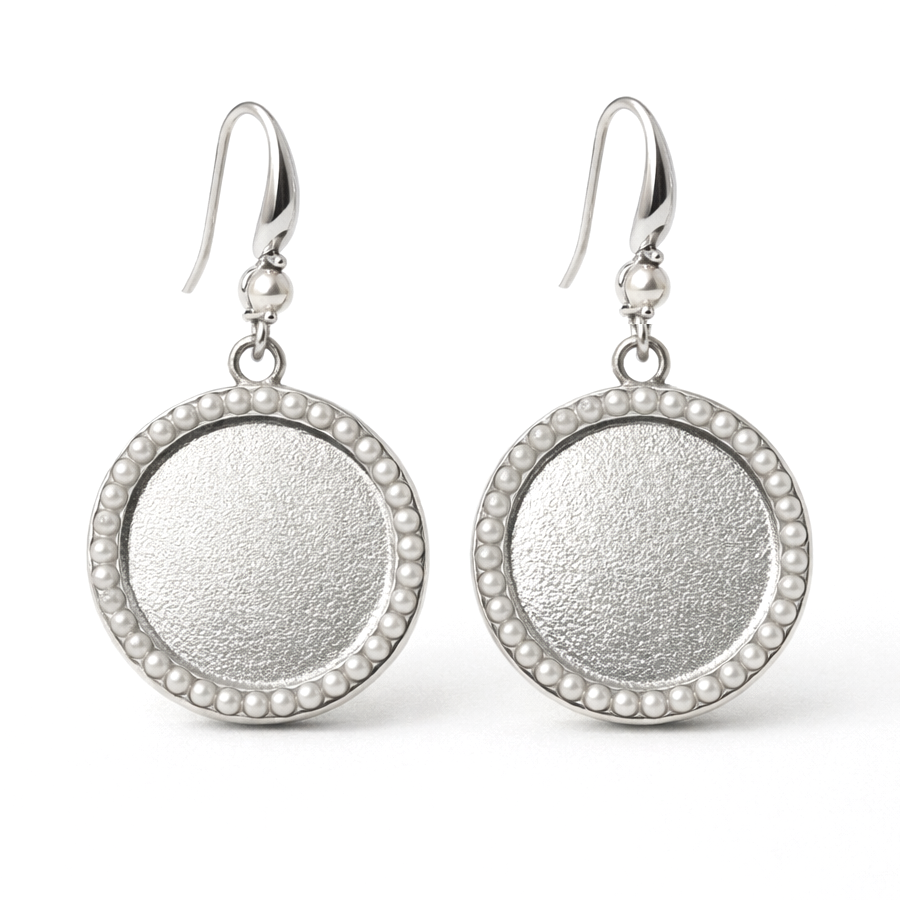 1 Paire de Support Boucle d'Oreille en Acier inoxydable Argenté pour Cabochon 20mm
