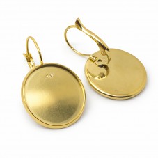 1 Paire de Support Boucle d'Oreille Dormeuse en Acier Inoxydable Doré pour Cabochon 20mm