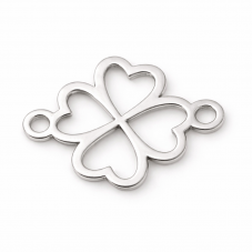 Connecteur Trèfle à Quatre Feuilles en Acier Inoxydable Argenté 12x9mm pour la Création de Bijoux Fantaisie - DIY