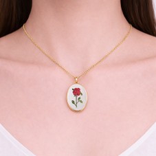 Breloque Fleur 3D en Émail Métal Doré 23x14mm