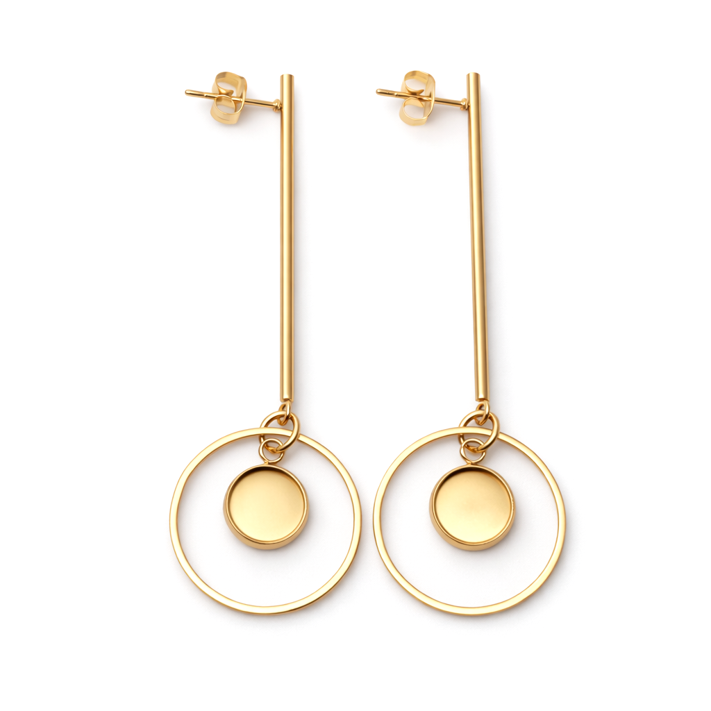 1 Paire de Support Boucle d'Oreille en Acier Inoxydable Doré pour Cabochon 8mm