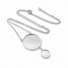 Collier pour Cabochon 25 et 12mm Chaîne 1,5mm en Acier Inoxydable - 65cm Long pour la Création de Bijoux Fantaisie - DIY