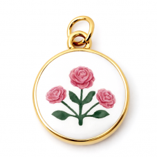 Breloque Fleurs 3D en Émail Métal Doré 17x15mm pour la Création de Bijoux Fantaisie - DIY