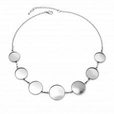 Collier pour Cabochon 14, 16, 18 et 20mm Chaîne 2mm en Acier Inoxydable Argenté - 58cm Long