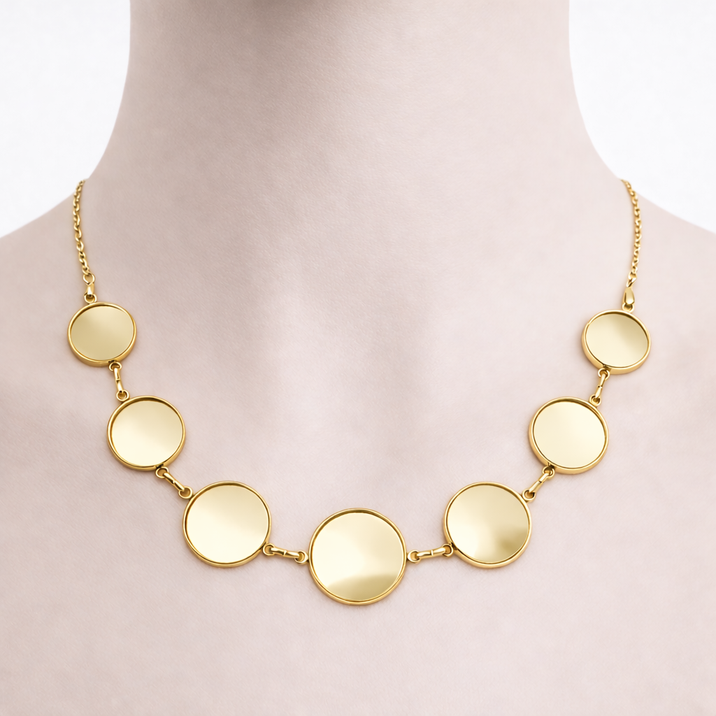 Collier pour Cabochon 14, 16, 18 et 20mm Chaîne 2mm en Acier Inoxydable Doré - 58cm Long
