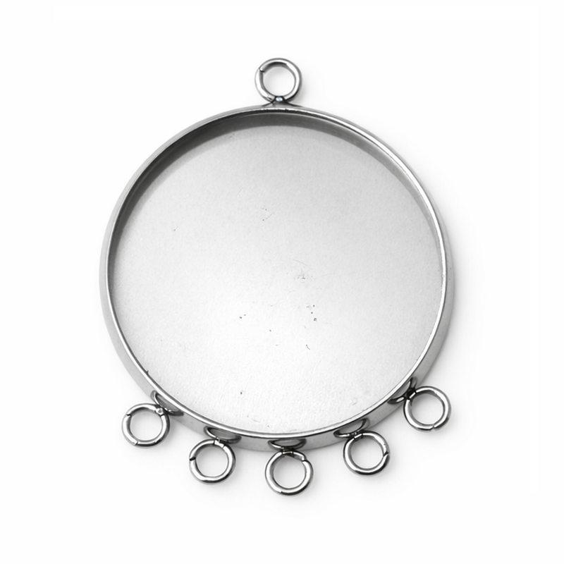 Support Pendentif Connecteur en Acier Inoxydable Argenté pour Cabochon 20mm